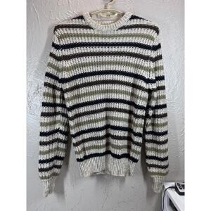 Northwestern Knitting Company Striped Crew Neck Wool Blend Knit Sweater Medium